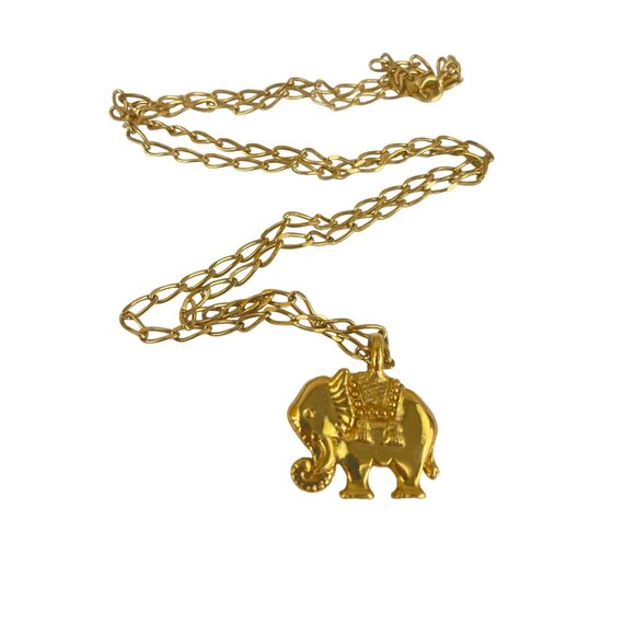 Gold-Tone Coin Pendant Necklace With Rope Chain & Elephant Charm - Picture 7 of 8
